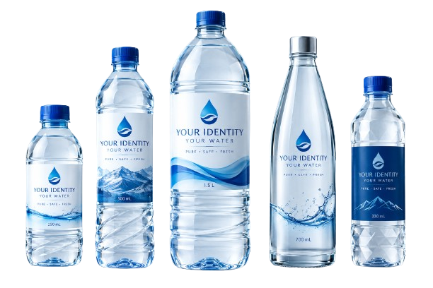 Private-label mineral water bottles